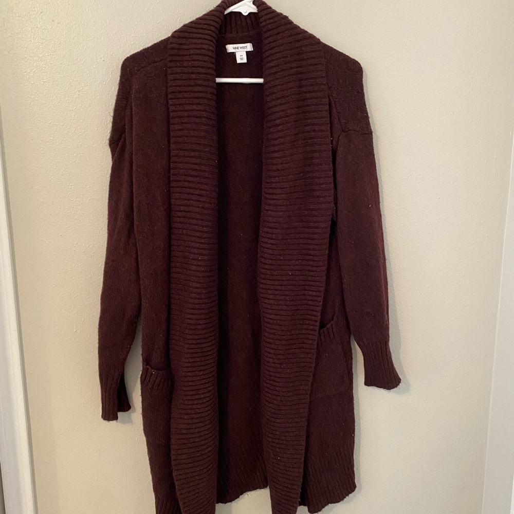 Nine West Deep Burgundy Cardigan Sweater
